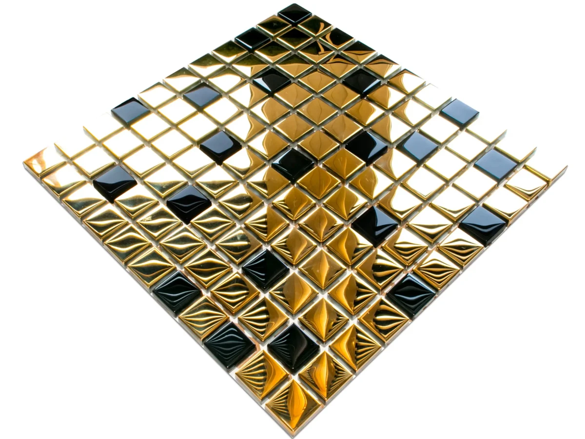 MOZAIKA SZKLANA ZŁOTA GOLD GLAMOUR 30x30cm 8mm – dekoracyjne do wnętrz – Szklane Mozaiki
