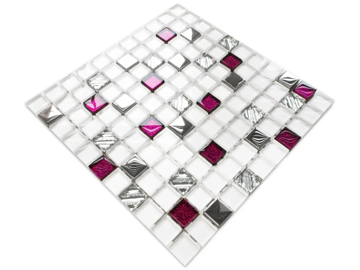 MOZAIKA SZKLANA PINK SEQUIN 30x30cm 8mm – dekoracyjne do wnętrz – Szklane Mozaiki
