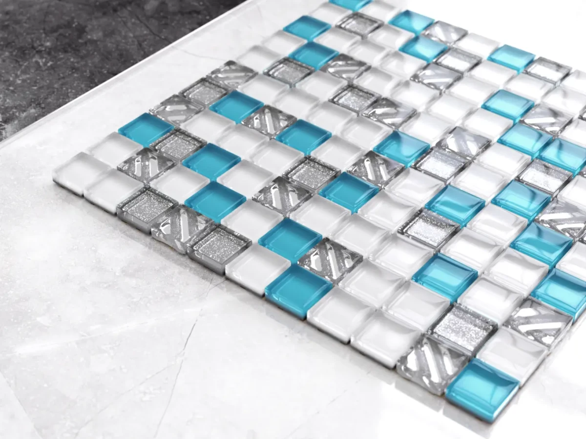 MOZAIKA SZKLANA BLUE ICE 30x30cm 8mm – dekoracyjne do wnętrz – Szklane Mozaiki