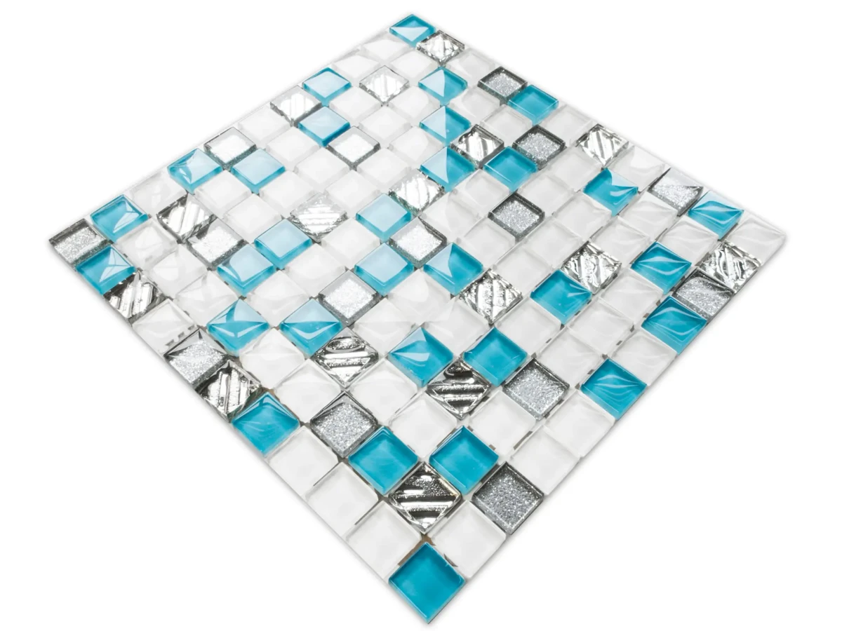 MOZAIKA SZKLANA BLUE ICE 30x30cm 8mm – dekoracyjne do wnętrz – Szklane Mozaiki