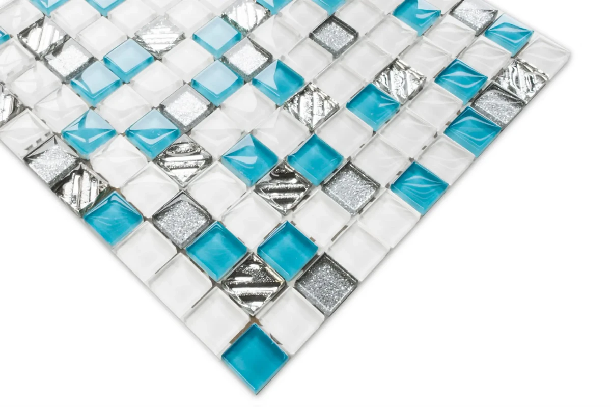 MOZAIKA SZKLANA BLUE ICE 30x30cm 8mm – dekoracyjne do wnętrz – Szklane Mozaiki