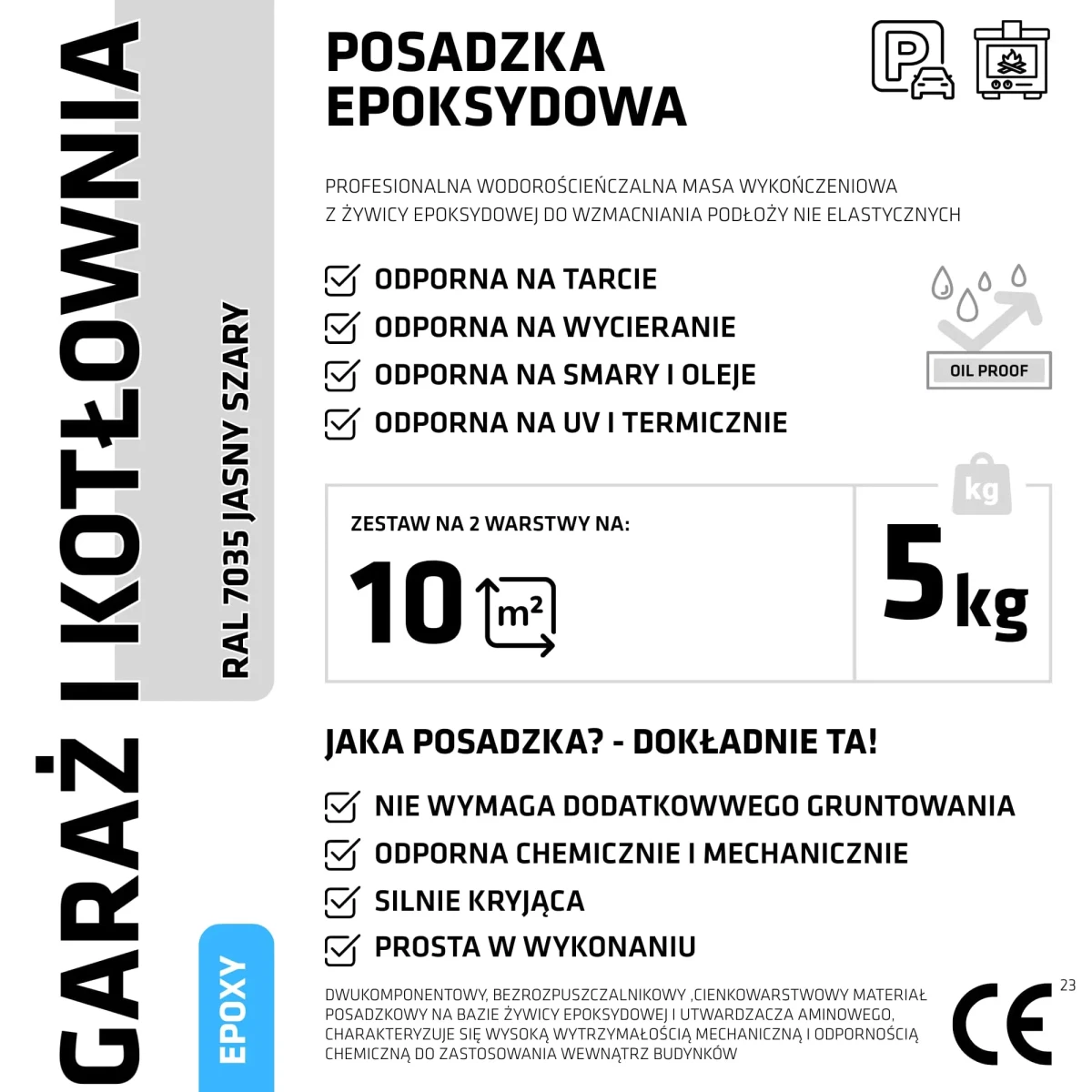Żywica na podłogę epoksydowa, na posadzkę do garażu - Zestaw na 10m2 ral 7035 jasny szary - Szklanemozaiki.pl