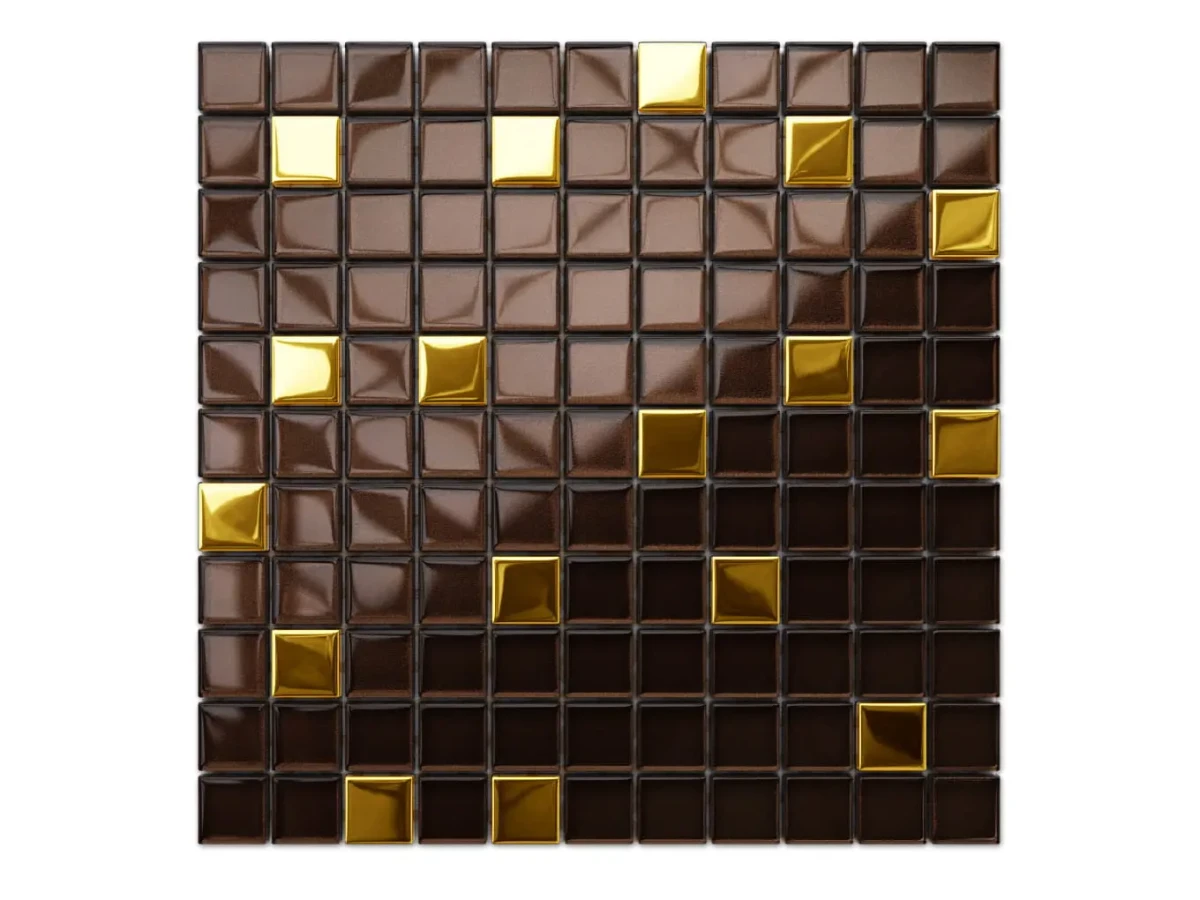 MOZAIKA SZKLANA BRĄZOWA ZŁOTA GOLD BROWN 30x30cm 6mm – dekoracyjne do wnętrz – Szklane Mozaiki