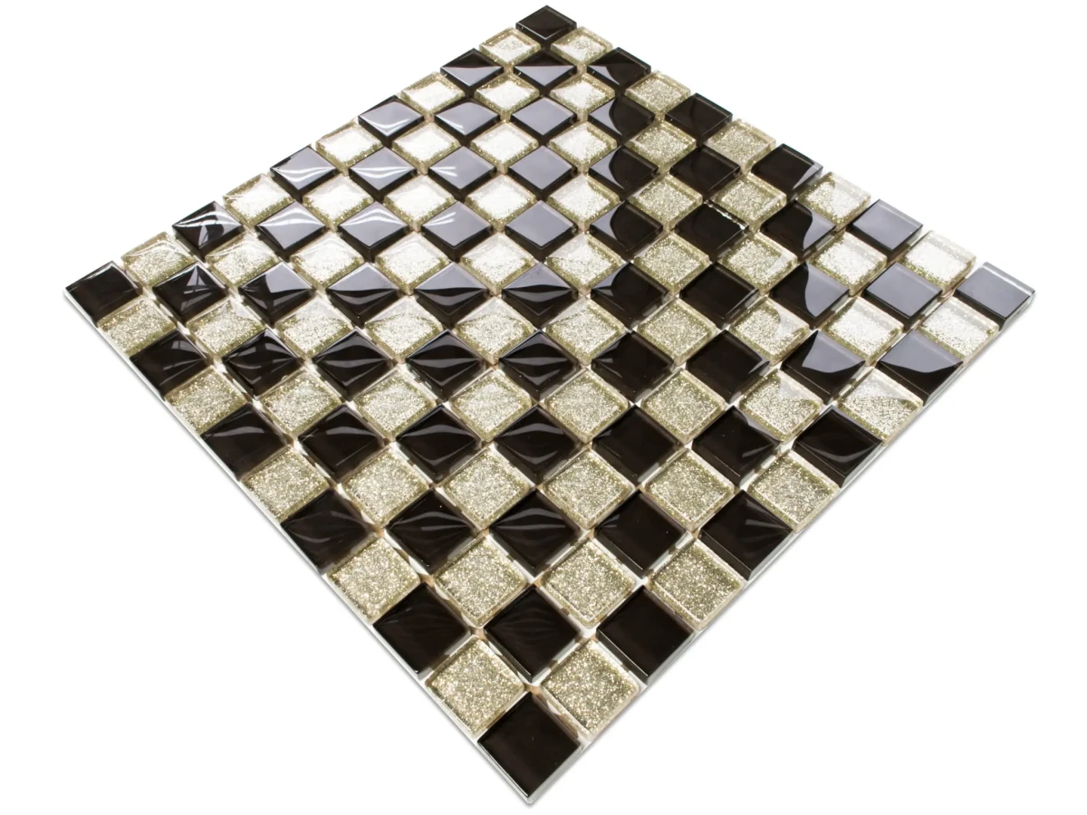 MOZAIKA SZKLANA CLASSIC CHESS 30x30cm 8mm – dekoracyjne do wnętrz – Szklane Mozaiki