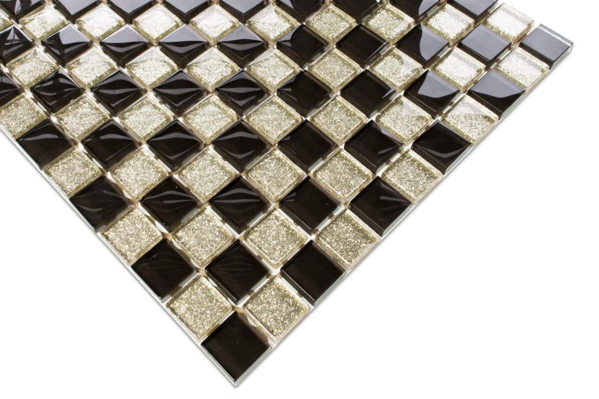 MOZAIKA SZKLANA CLASSIC CHESS 30x30cm 8mm – dekoracyjne do wnętrz – Szklane Mozaiki