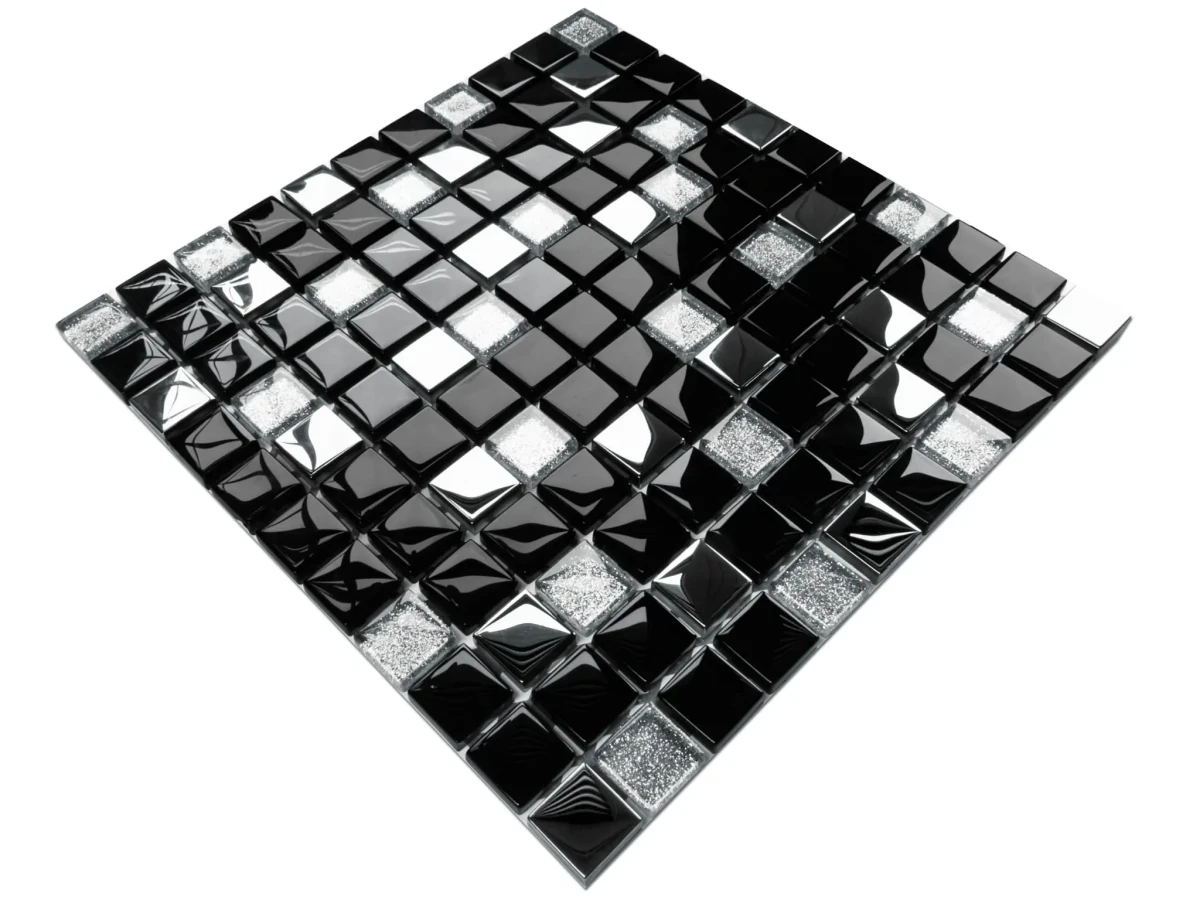 MOZAIKA SZKLANA BLACK LAKE 30x30cm 8mm – dekoracyjne do wnętrz – Szklane Mozaiki