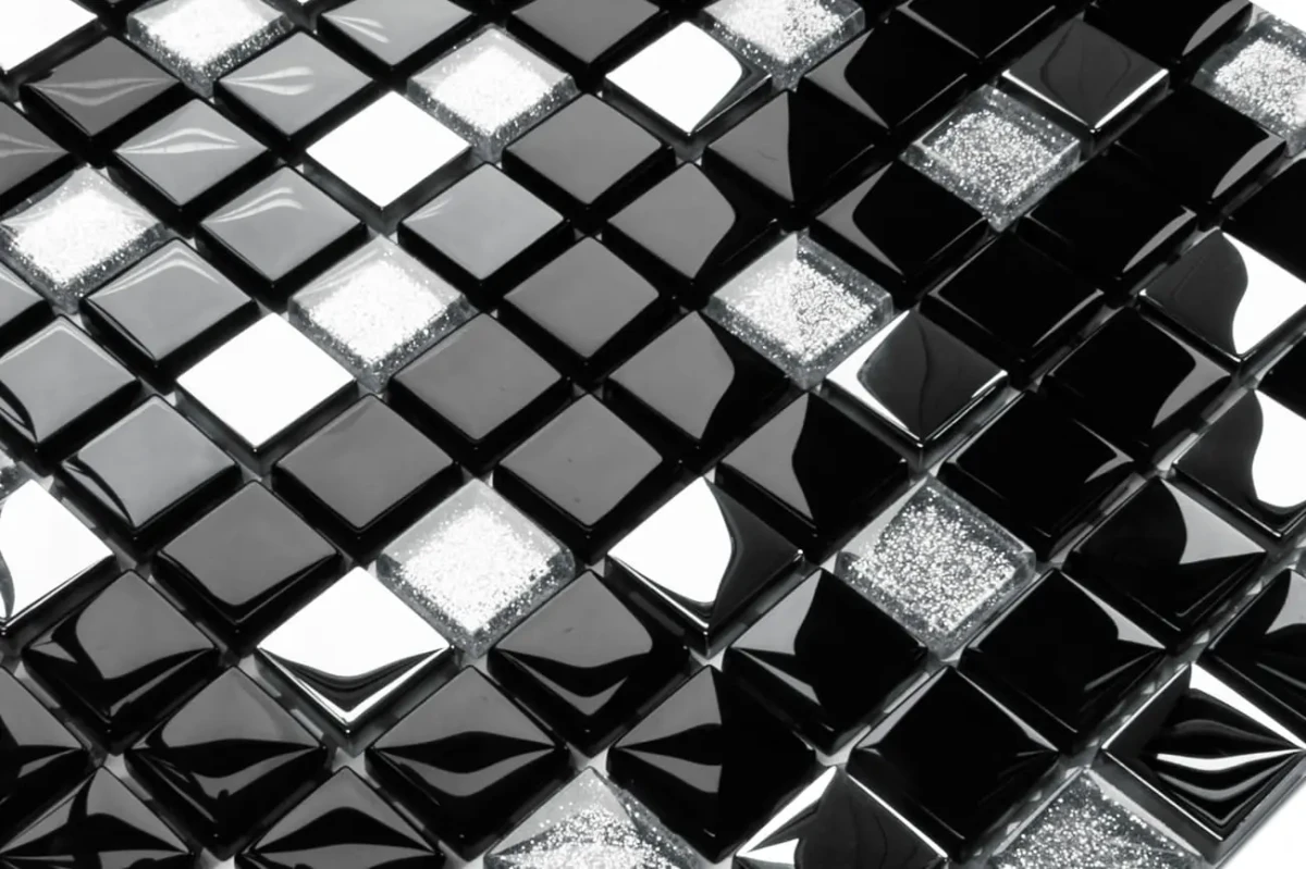 MOZAIKA SZKLANA BLACK LAKE 30x30cm 8mm – dekoracyjne do wnętrz – Szklane Mozaiki