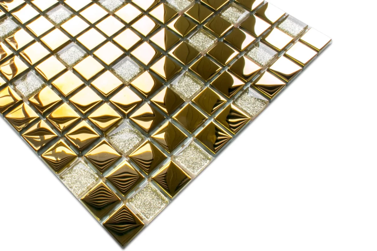 MOZAIKA SZKLANA ZŁOTA GOLD RUSH 30x30cm 8mm – dekoracyjne do wnętrz – Szklane Mozaiki