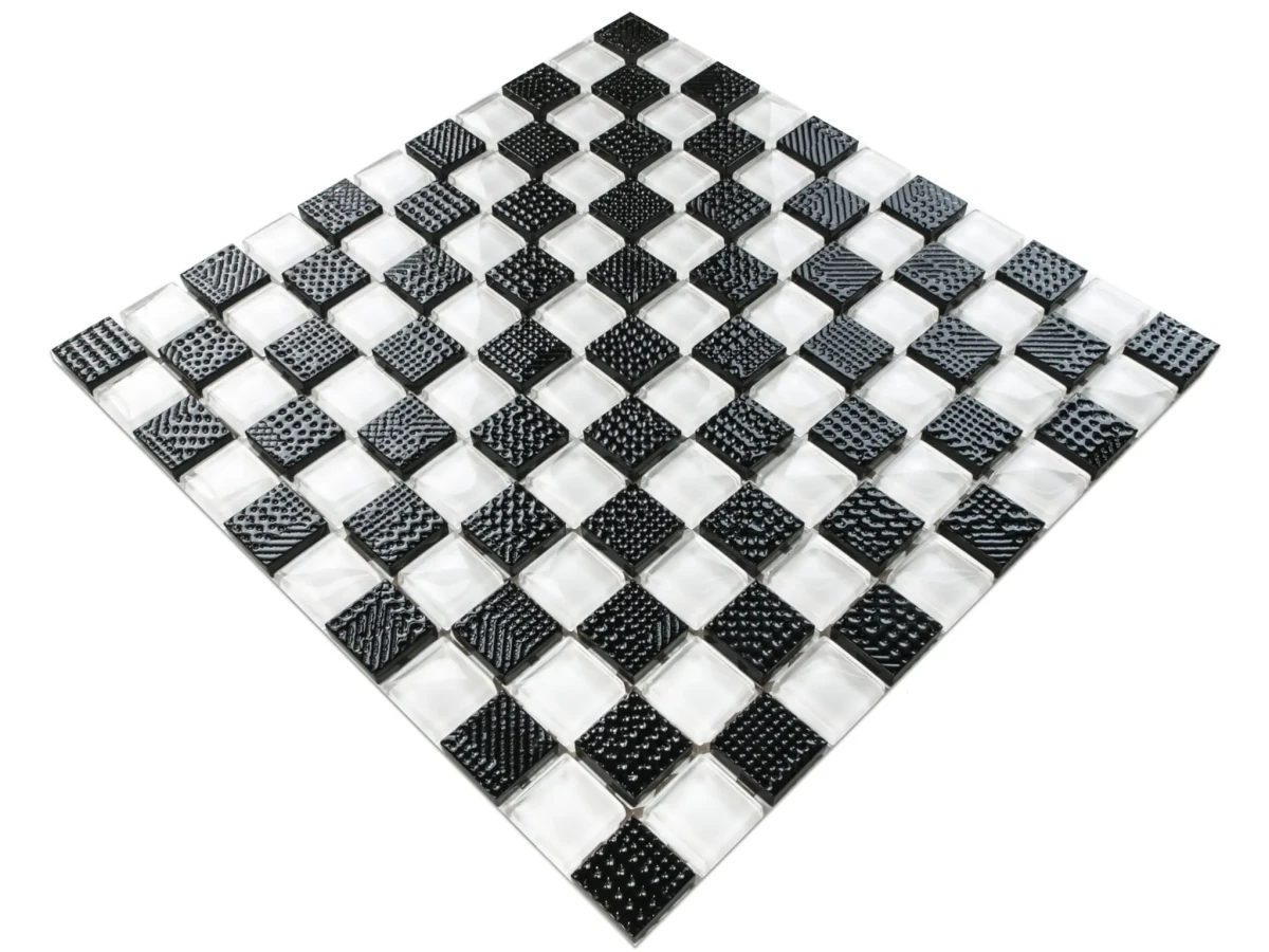 MOZAIKA SZKLANA MODERN CHESS 30x30cm 6mm – dekoracyjne do wnętrz – Szklane Mozaiki