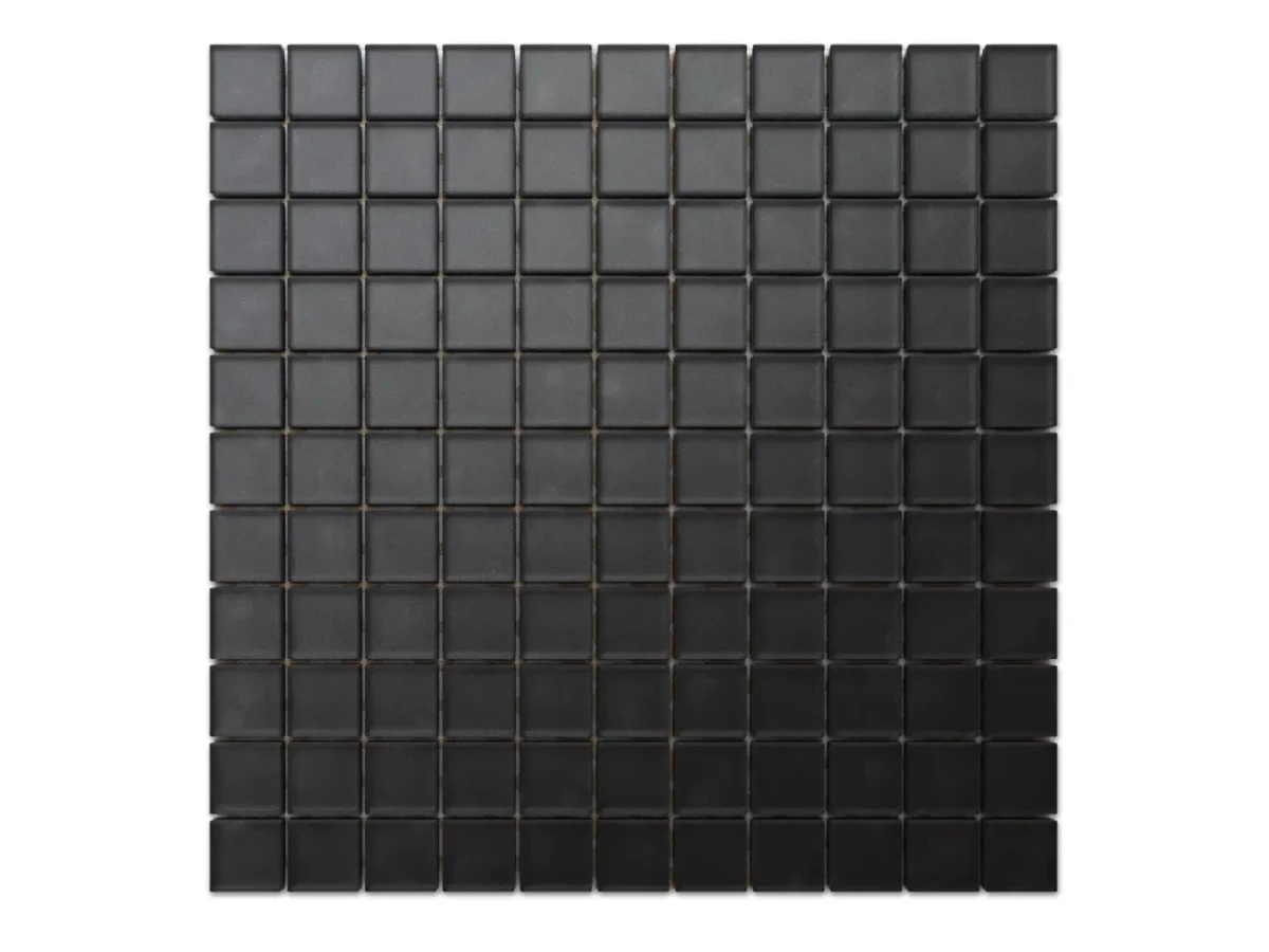 MOZAIKA SZKLANA CZARNA NERO SOFT BLACK 30x30cm 8mm – dekoracyjne do wnętrz – Szklane Mozaiki