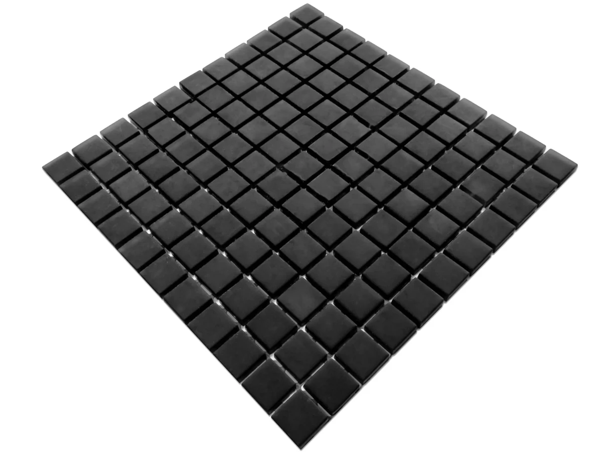 MOZAIKA SZKLANA CZARNA NERO SOFT BLACK 30x30cm 8mm – dekoracyjne do wnętrz – Szklane Mozaiki