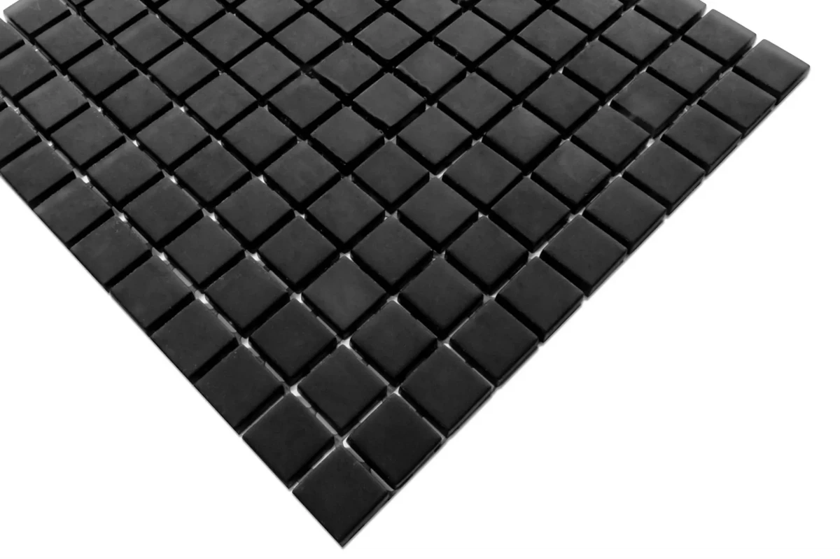 MOZAIKA SZKLANA CZARNA NERO SOFT BLACK 30x30cm 8mm – dekoracyjne do wnętrz – Szklane Mozaiki