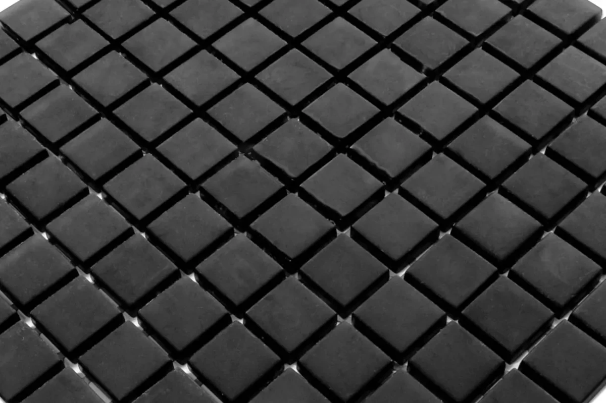 MOZAIKA SZKLANA CZARNA NERO SOFT BLACK 30x30cm 8mm – dekoracyjne do wnętrz – Szklane Mozaiki