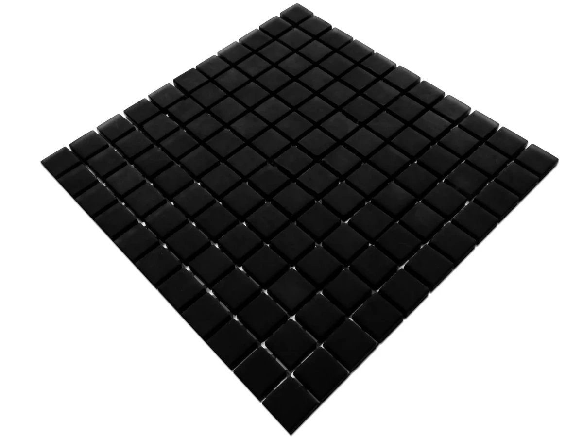 MOZAIKA SZKLANA CZARNA NERO SOFT BLACK 30x30cm 8mm – dekoracyjne do wnętrz – Szklane Mozaiki