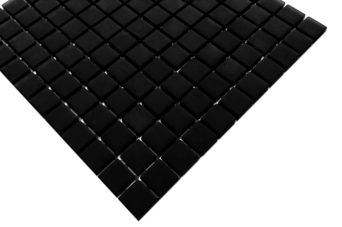 MOZAIKA SZKLANA CZARNA NERO SOFT BLACK 30x30cm 8mm – dekoracyjne do wnętrz – Szklane Mozaiki