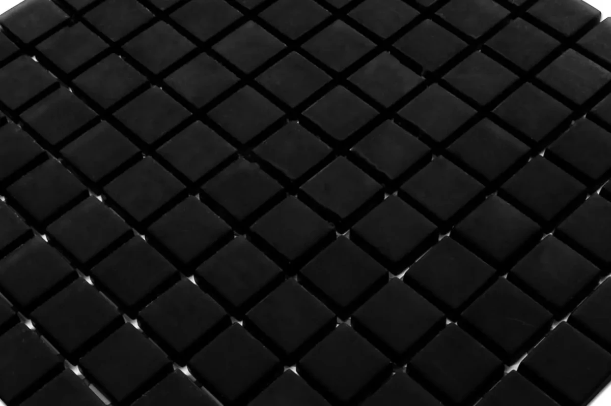 MOZAIKA SZKLANA CZARNA NERO SOFT BLACK 30x30cm 8mm – dekoracyjne do wnętrz – Szklane Mozaiki