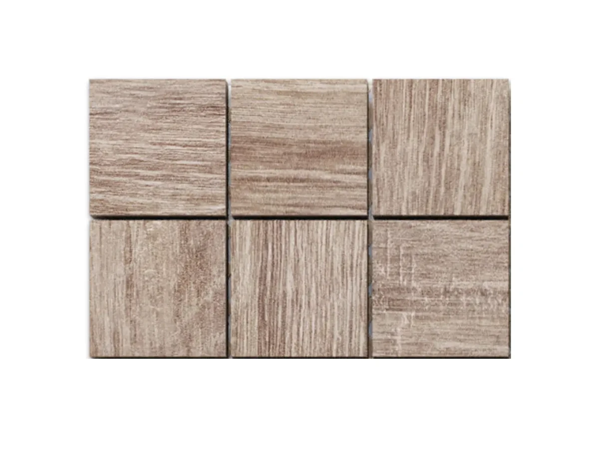 MOZAIKA GRESOWA NATURAL WOOD DREWNOPODOBNA BRĄZOWA B KOSTKA 4.8cm – dekoracyjne do wnętrz – Szklane Mozaiki