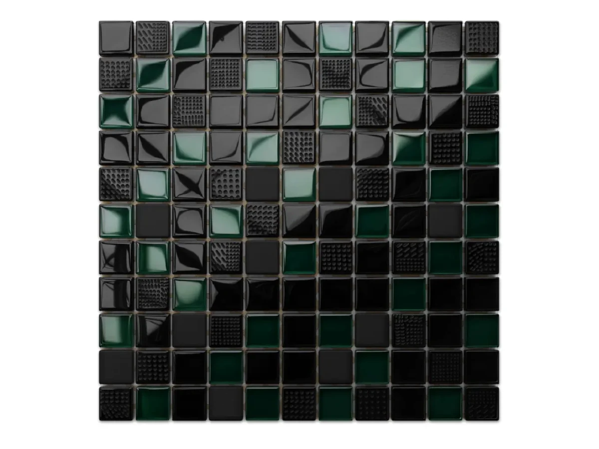 MOZAIKA SZKLANA VOLCANO GREEN 30x30cm 6mm – dekoracyjne do wnętrz – Szklane Mozaiki
