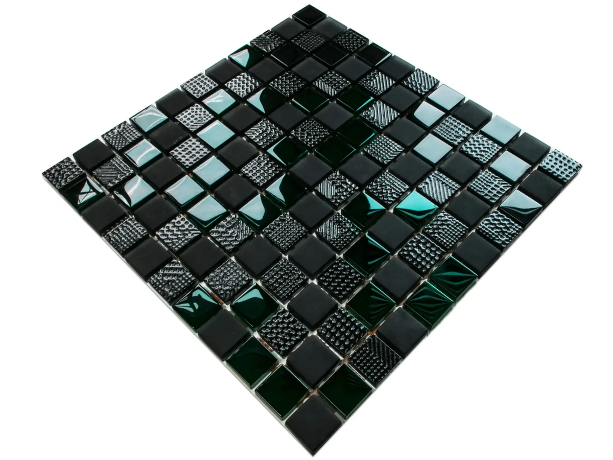 MOZAIKA SZKLANA VOLCANO GREEN 30x30cm 6mm – dekoracyjne do wnętrz – Szklane Mozaiki