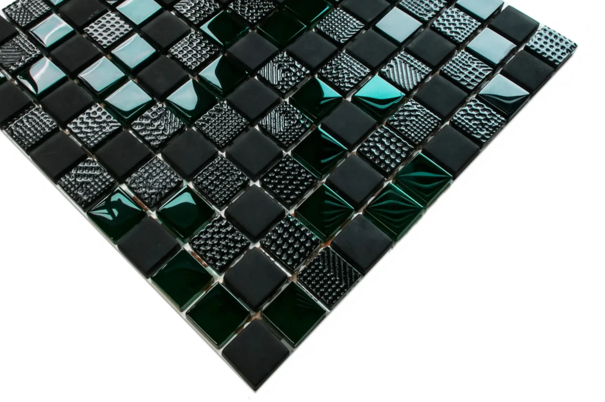 MOZAIKA SZKLANA VOLCANO GREEN 30x30cm 6mm – dekoracyjne do wnętrz – Szklane Mozaiki