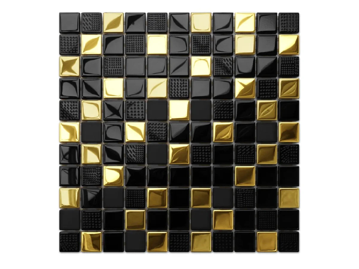 MOZAIKA SZKLANA VOLCANO D'ORO 30x30cm 6mm – dekoracyjne do wnętrz – Szklane Mozaiki