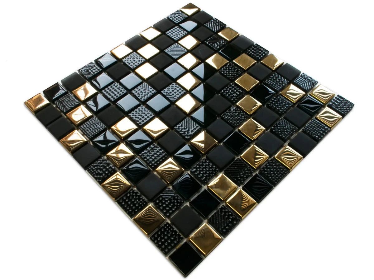 MOZAIKA SZKLANA VOLCANO D'ORO 30x30cm 6mm – dekoracyjne do wnętrz – Szklane Mozaiki