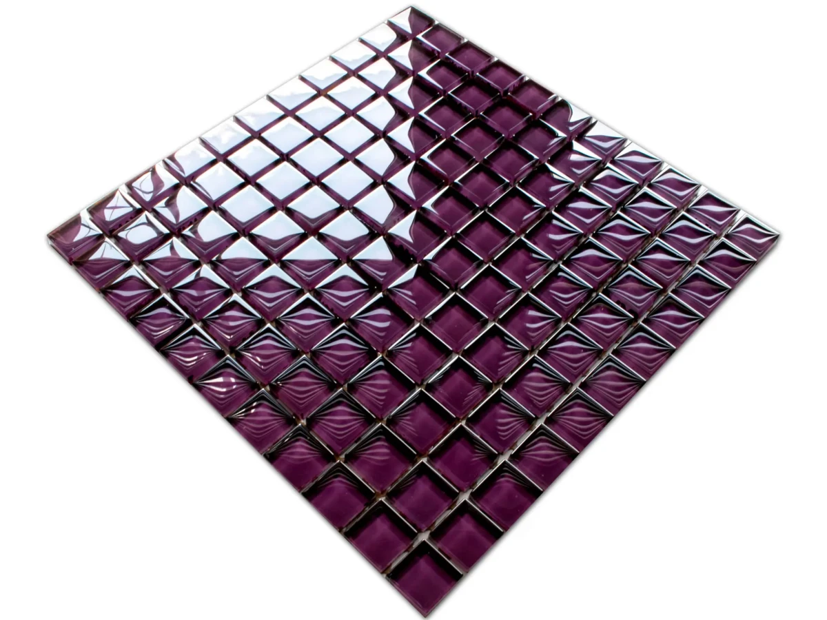 MOZAIKA SZKLANA FIOLET ŚLIWKA 30x30cm 8mm – dekoracyjne do wnętrz – Szklane Mozaiki