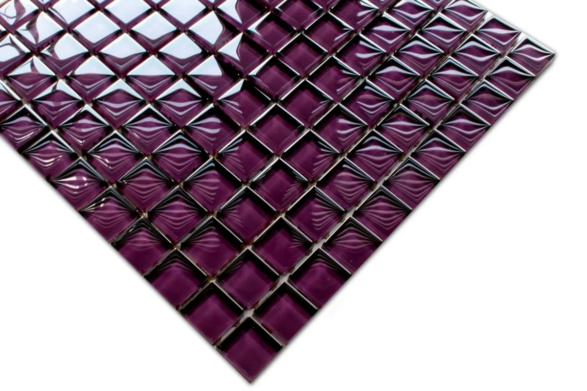 MOZAIKA SZKLANA FIOLET ŚLIWKA 30x30cm 8mm – dekoracyjne do wnętrz – Szklane Mozaiki