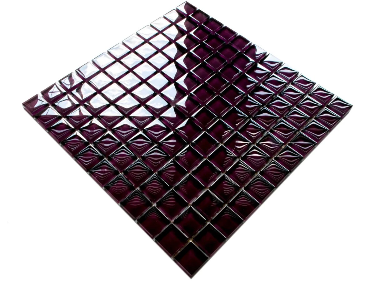 MOZAIKA SZKLANA FIOLET BAKŁAŻAN 30x30cm 8mm – dekoracyjne do wnętrz – Szklane Mozaiki