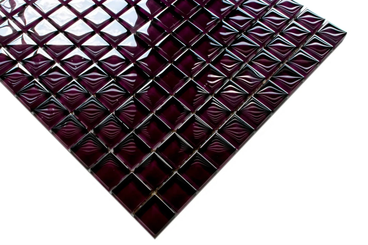 MOZAIKA SZKLANA FIOLET BAKŁAŻAN 30x30cm 8mm – dekoracyjne do wnętrz – Szklane Mozaiki
