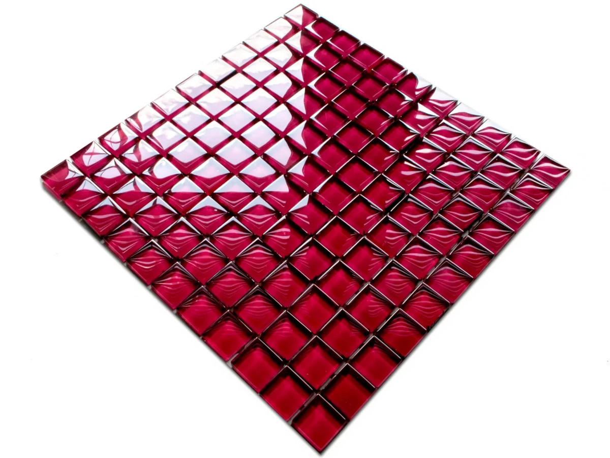 MOZAIKA SZKLANA RÓŻOWA MALINA 30x30cm 8mm – dekoracyjne do wnętrz – Szklane Mozaiki