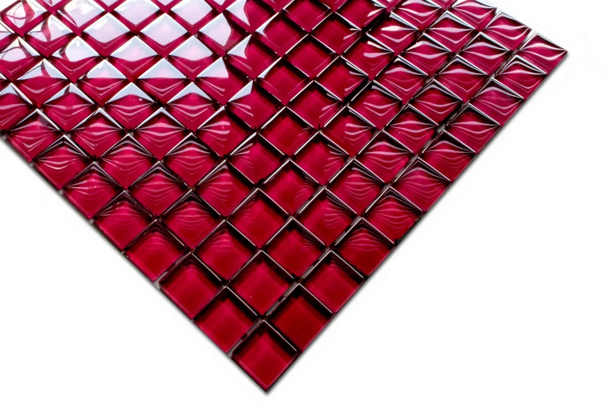 MOZAIKA SZKLANA RÓŻOWA MALINA 30x30cm 8mm – dekoracyjne do wnętrz – Szklane Mozaiki