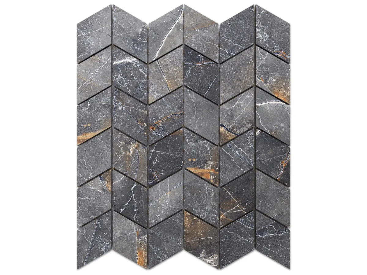 MOZAIKA GRESOWA CHEVRON ROMB SHINESTONE – dekoracyjne do wnętrz – Szklane Mozaiki