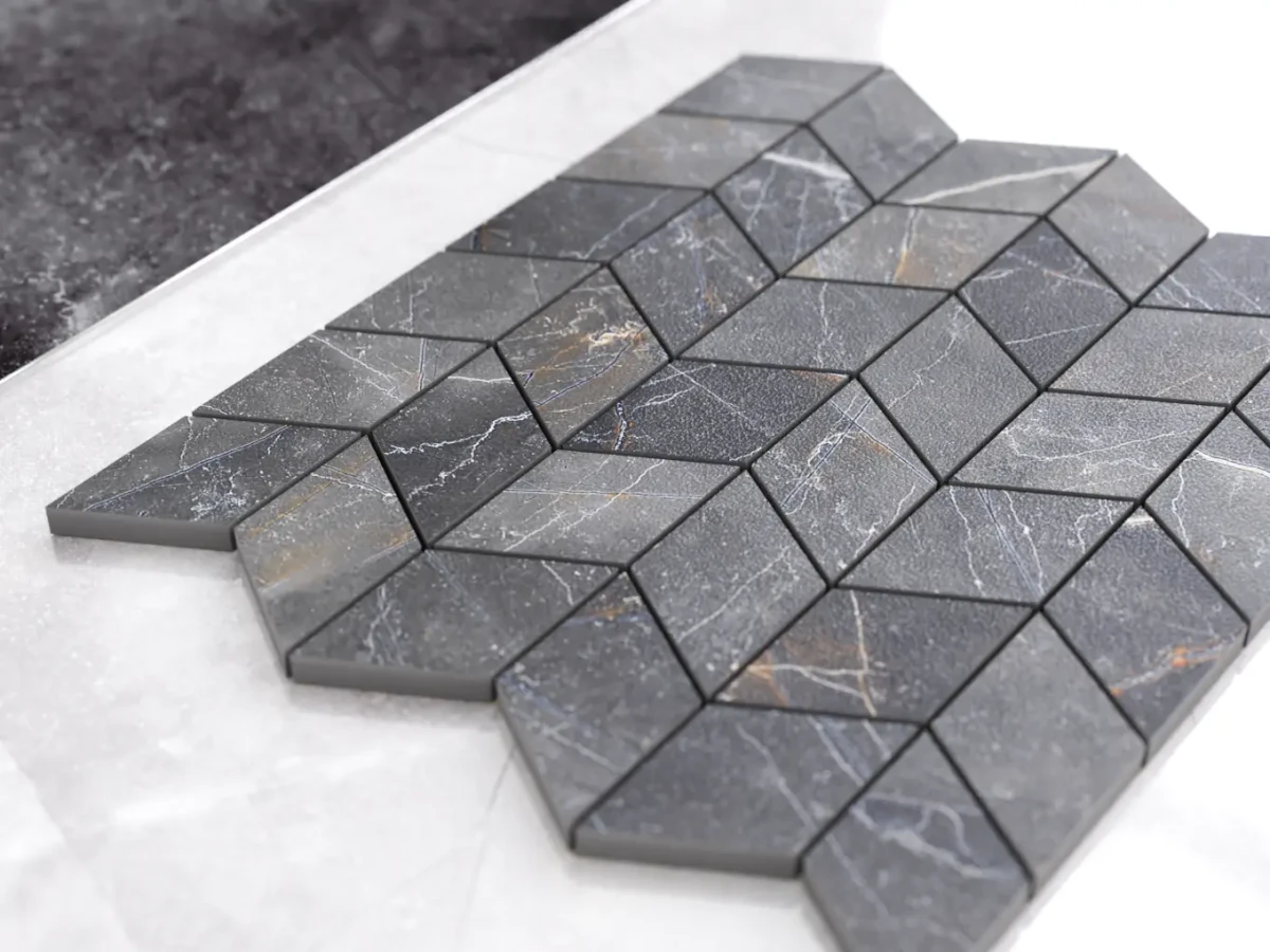 MOZAIKA GRESOWA CHEVRON ROMB SHINESTONE – dekoracyjne do wnętrz – Szklane Mozaiki
