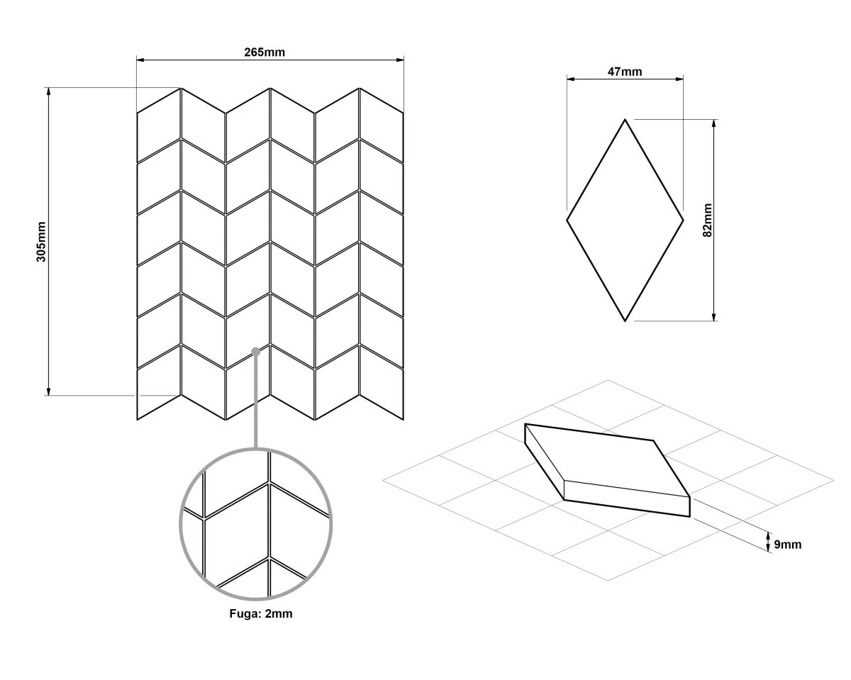 MOZAIKA GRESOWA CHEVRON ROMB SHINESTONE – dekoracyjne do wnętrz – Szklane Mozaiki