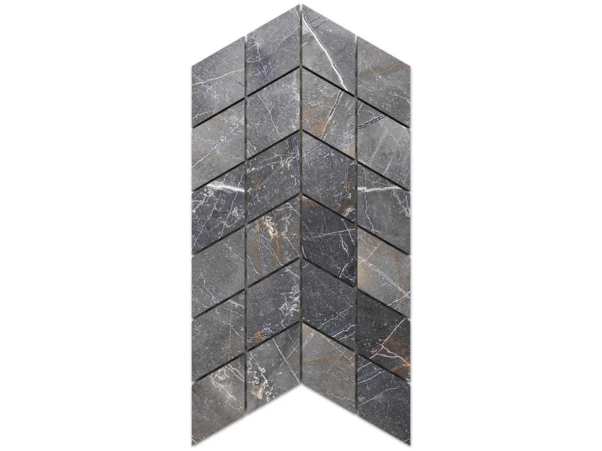 MOZAIKA GRESOWA DOUBLE CHEVRON ROMB SHINESTONE – dekoracyjne do wnętrz – Szklane Mozaiki