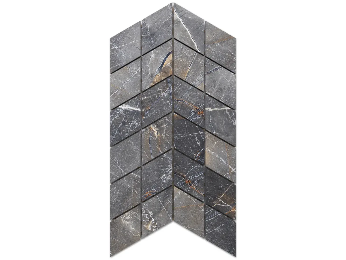 MOZAIKA GRESOWA DOUBLE CHEVRON ROMB SHINESTONE – dekoracyjne do wnętrz – Szklane Mozaiki