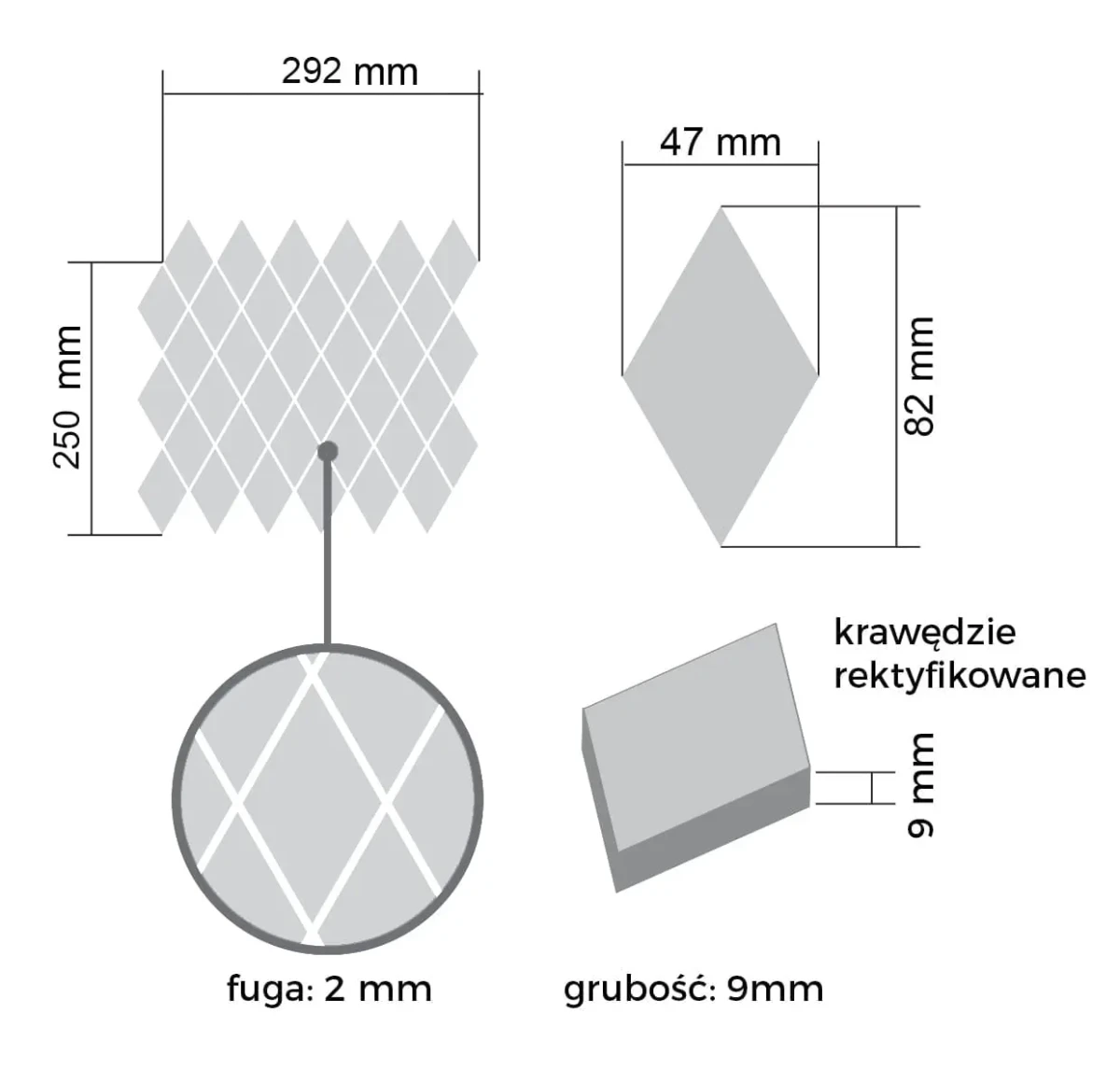 MOZAIKA GRESOWA KARO ROMB SHINESTONE – dekoracyjne do wnętrz – Szklane Mozaiki