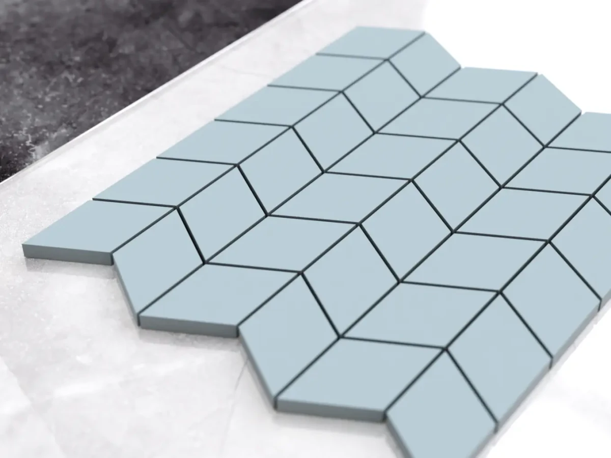 MOZAIKA GRESOWA CHEVRON ROMB CIELO E TERRA BLU – dekoracyjne do wnętrz – Szklane Mozaiki