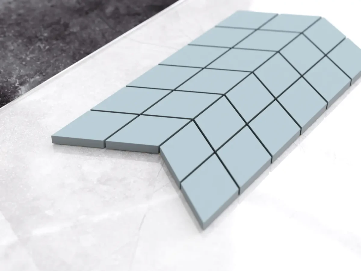 MOZAIKA GRESOWA DOUBLE CHEVRON ROMB CIELO E TERRA BLU – dekoracyjne do wnętrz – Szklane Mozaiki