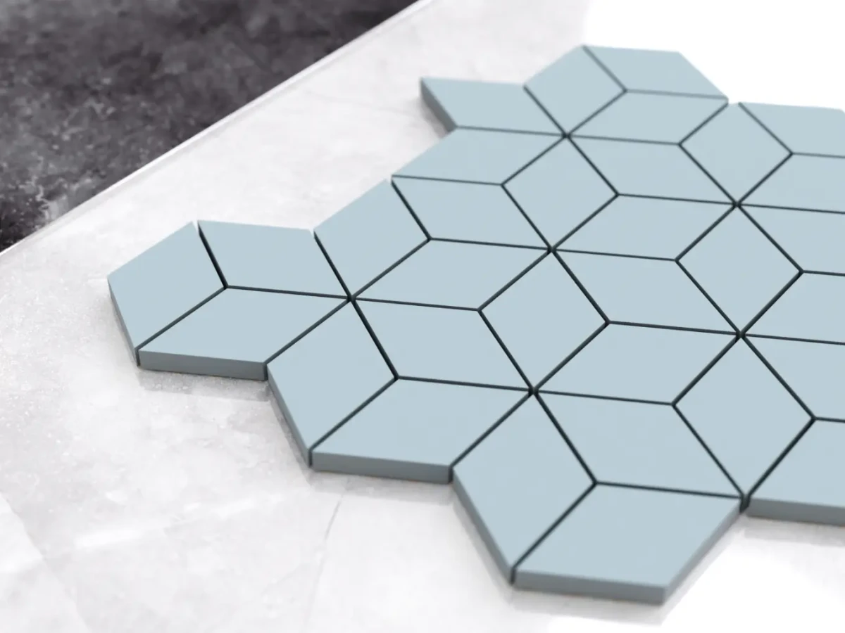 MOZAIKA GRESOWA DIAMOND ROMB CIELO E TERRA BLU – dekoracyjne do wnętrz – Szklane Mozaiki