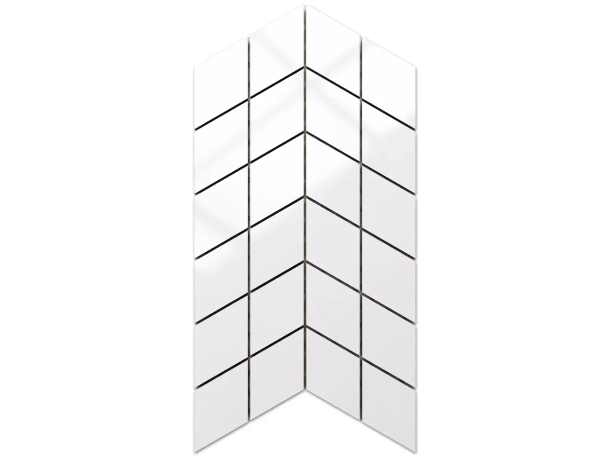 MOZAIKA GRESOWA DOUBLE CHEVRON ALASKA WHITE – dekoracyjne do wnętrz – Szklane Mozaiki