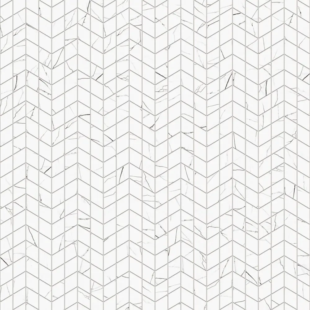 MOZAIKA GRESOWA DOUBLE CHEVRON CARRARA CALACATA – dekoracyjne do wnętrz – Szklane Mozaiki