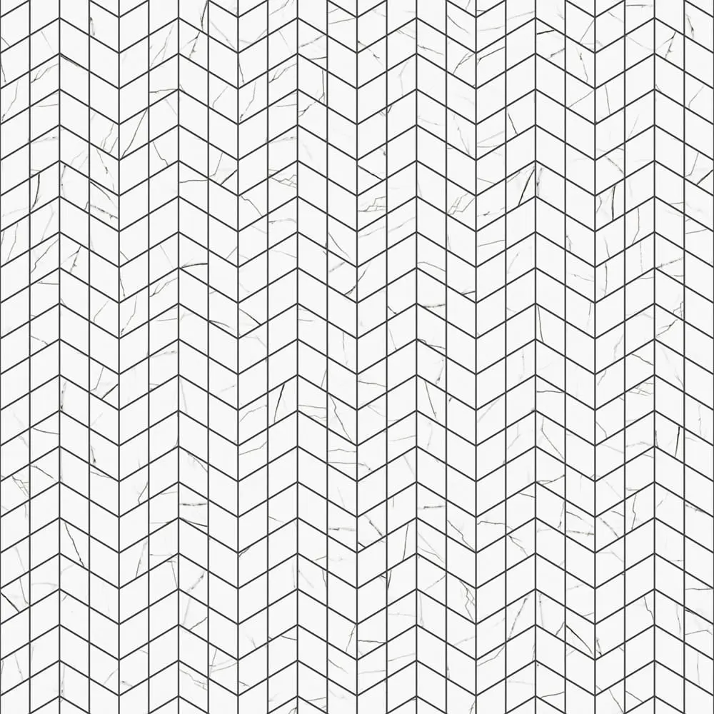 MOZAIKA GRESOWA DOUBLE CHEVRON CARRARA CALACATA – dekoracyjne do wnętrz – Szklane Mozaiki