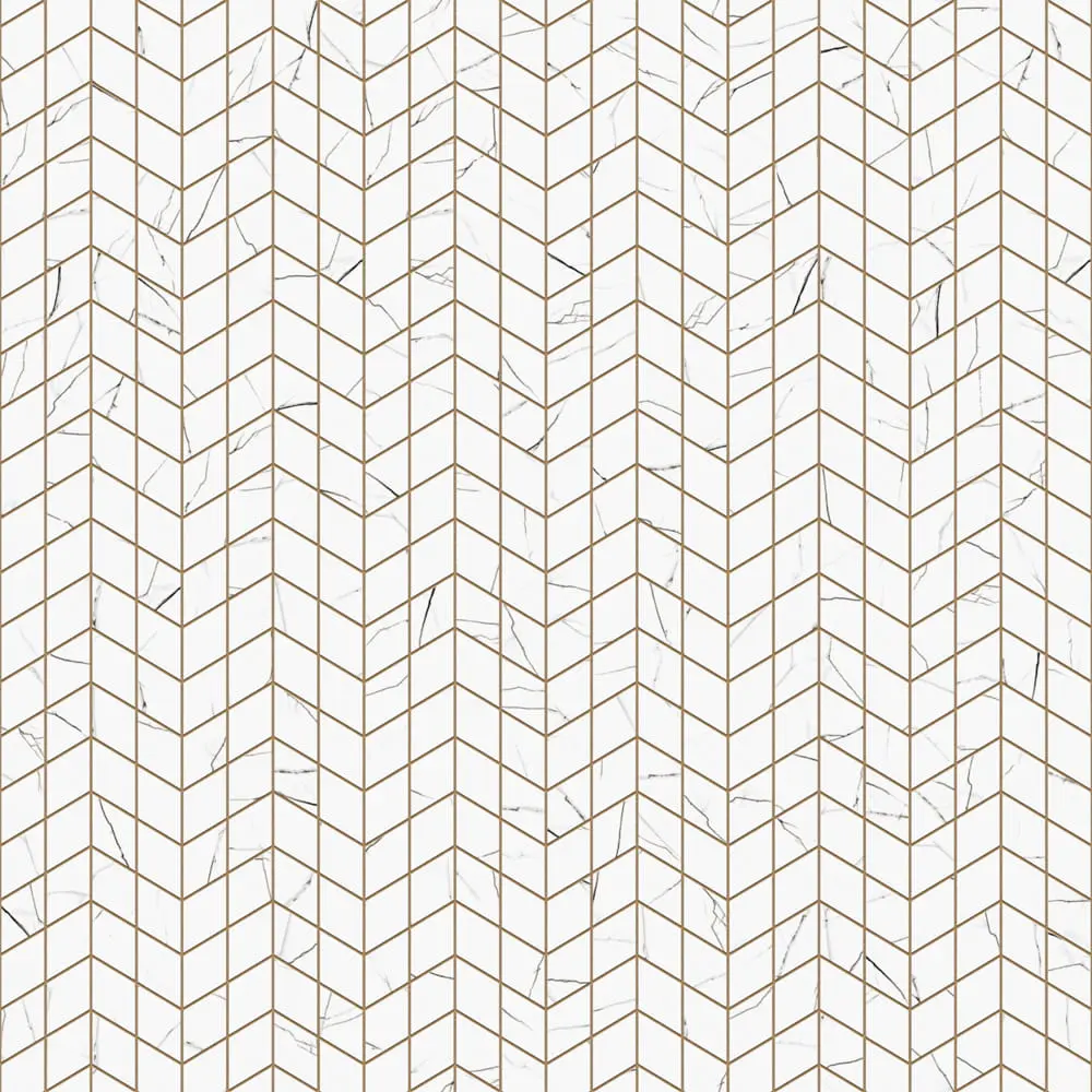 MOZAIKA GRESOWA DOUBLE CHEVRON CARRARA CALACATA – dekoracyjne do wnętrz – Szklane Mozaiki
