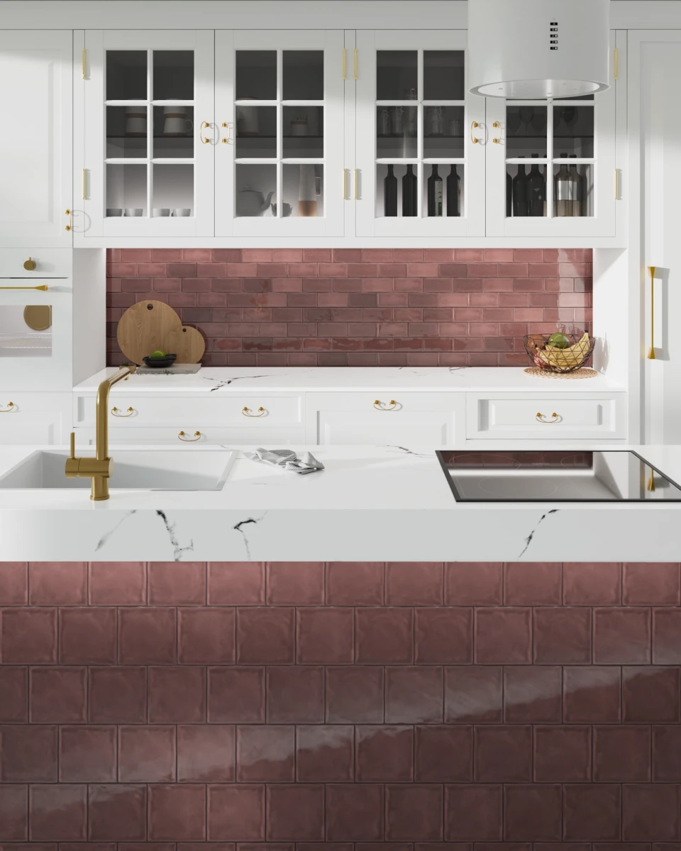 Płytka Chic Burdeos 15×15 burgundowa w połysku