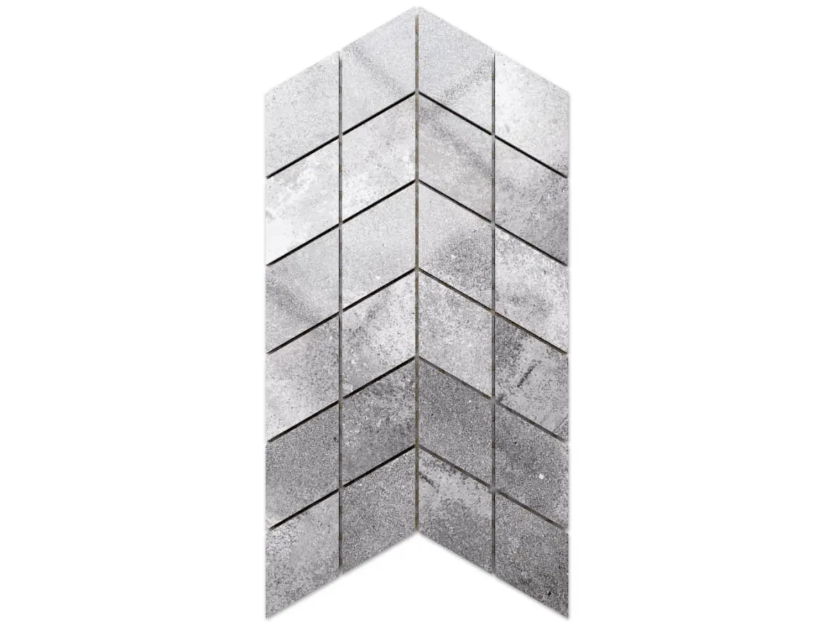 MOZAIKA GRESOWA DOUBLE CHEVRON CIEMNA SZARA – dekoracyjne do wnętrz – Szklane Mozaiki