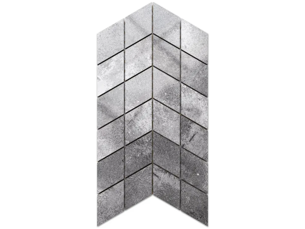 MOZAIKA GRESOWA DOUBLE CHEVRON CIEMNA SZARA – dekoracyjne do wnętrz – Szklane Mozaiki