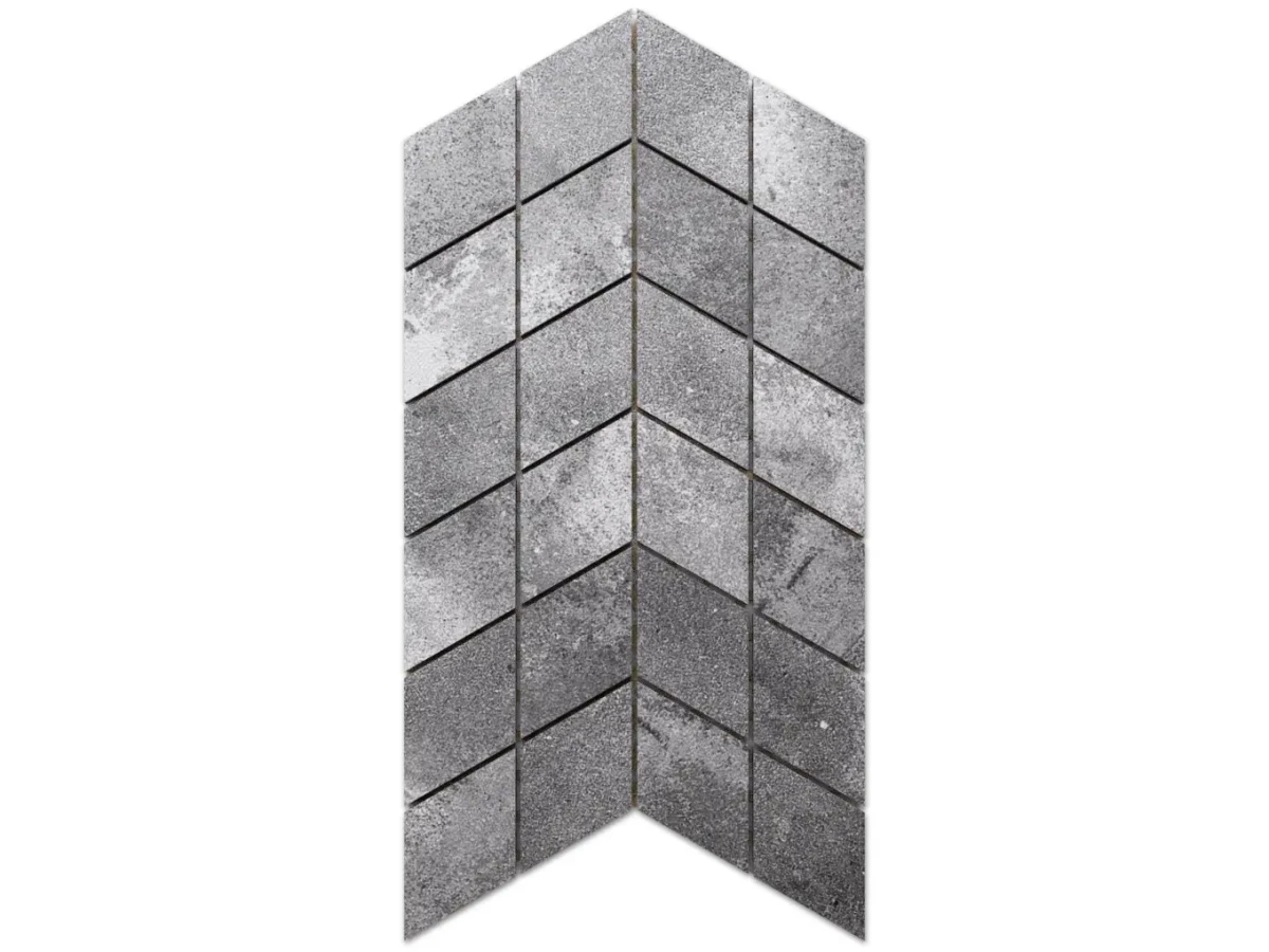 MOZAIKA GRESOWA DOUBLE CHEVRON CIEMNA SZARA – dekoracyjne do wnętrz – Szklane Mozaiki