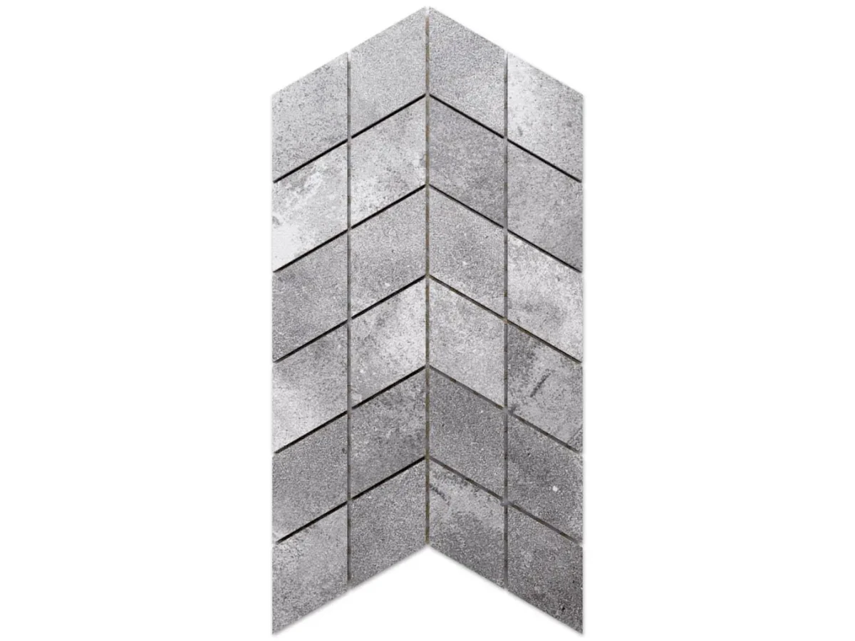 MOZAIKA GRESOWA DOUBLE CHEVRON CIEMNA SZARA – dekoracyjne do wnętrz – Szklane Mozaiki